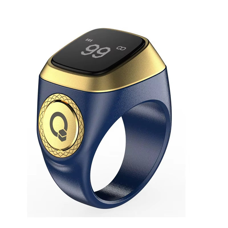 Halal Certified E01 Smart Zikr Ring Tasbih Counter Prayer Reminder Qibla Direction & Alarm Clock for Muslim Worship Tracking