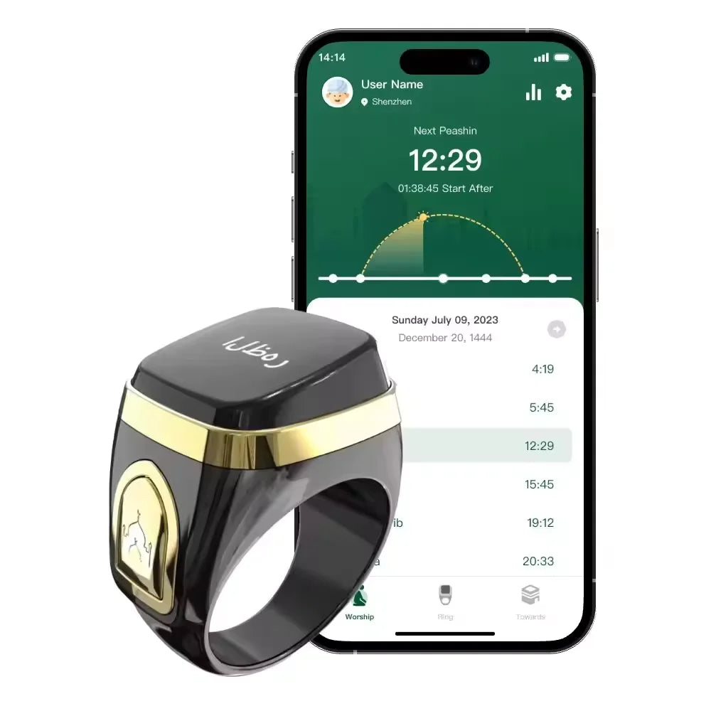 Tasbeeh Ring Counter Qibla Azan Alarm Clock Zikir Ring