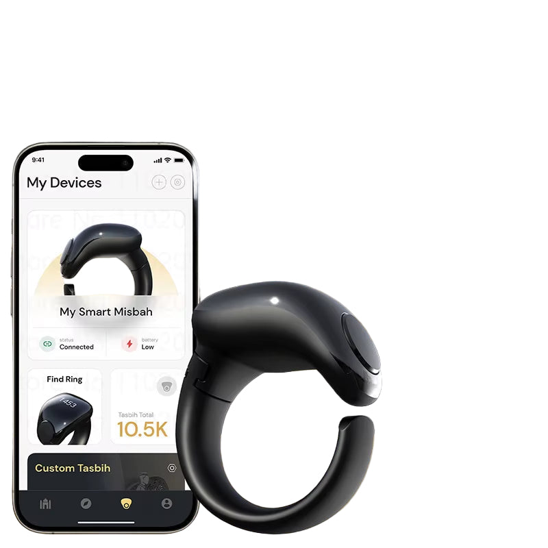 Weslamic Smart Tasbeeh Zikr Ring Islamic Tally Digital Counter for Muslims Praise Prayer Reminder Magnetic Charging Waterproof