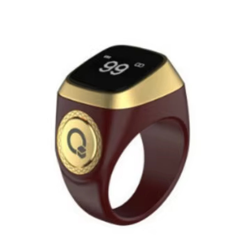 Halal Certified E01 Smart Zikr Ring Tasbih Counter Prayer Reminder Qibla Direction & Alarm Clock for Muslim Worship Tracking