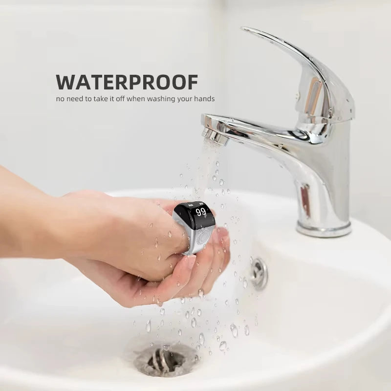 Smart Tasbeeh Ring 5 Prayer Times Counter Vibration Reminder Waterproof Qibla for Muslims 