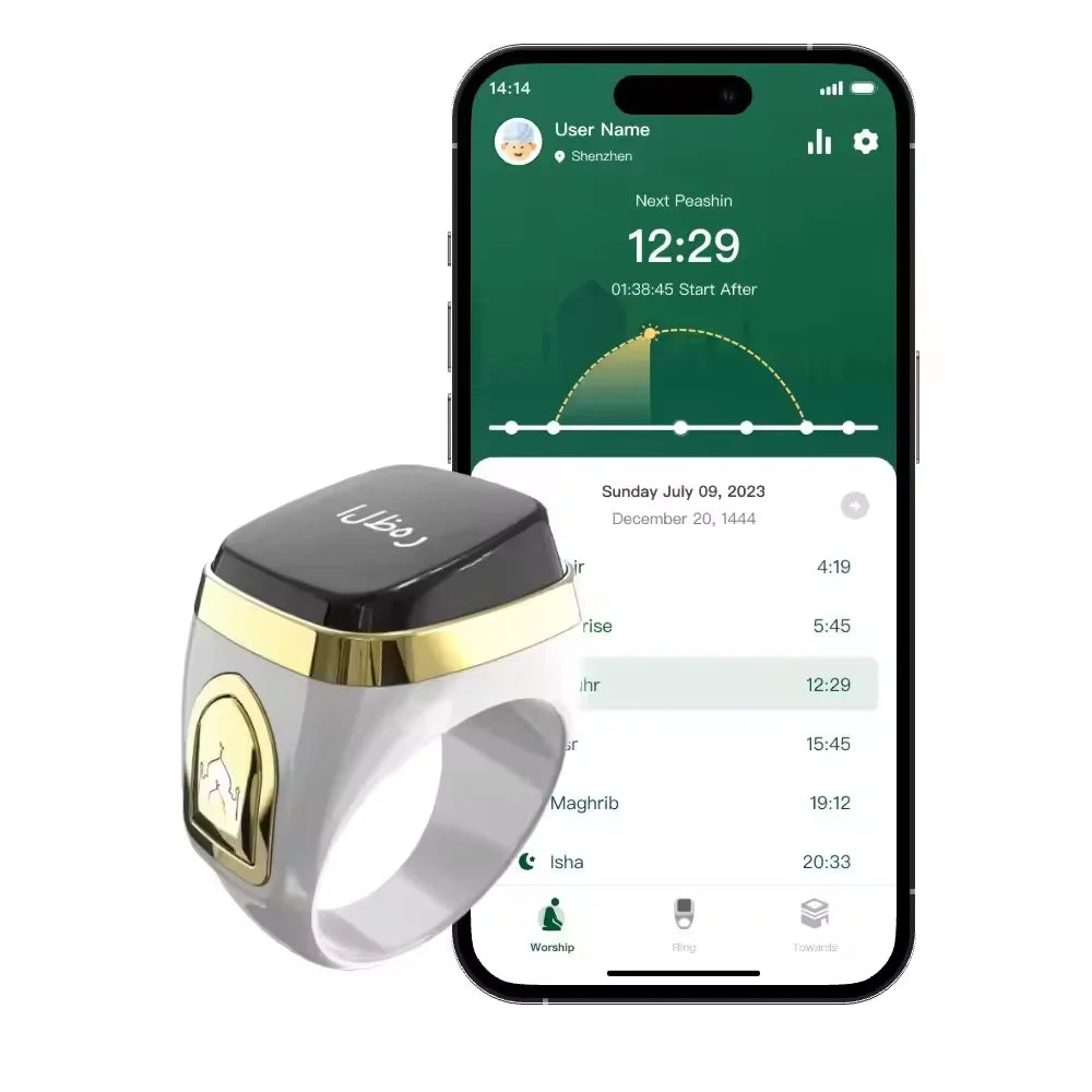 Tasbeeh Ring Counter  Qibla Azan Alarm Clock Zikir Ring