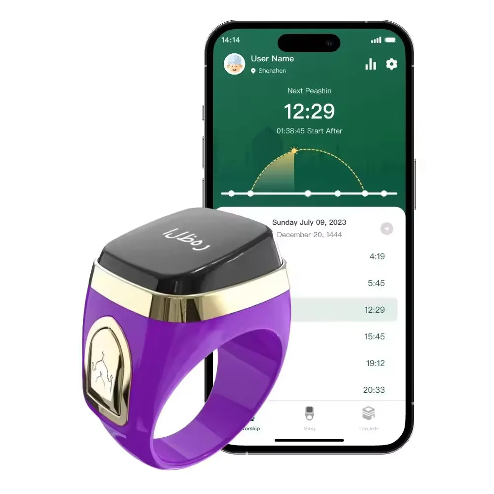 Tasbeeh Ring Counter  Qibla Azan Alarm Clock Zikir Ring