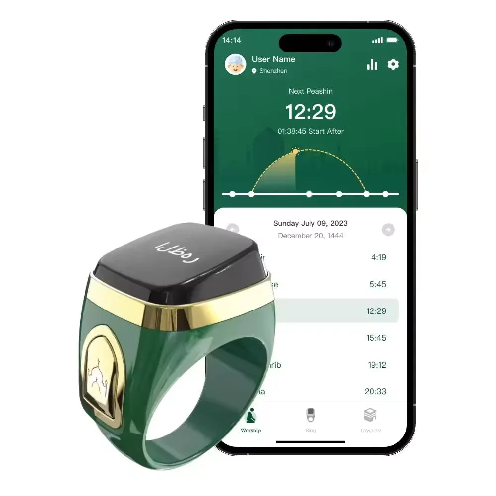Tasbeeh Ring Counter  Qibla Azan Alarm Clock Zikir Ring