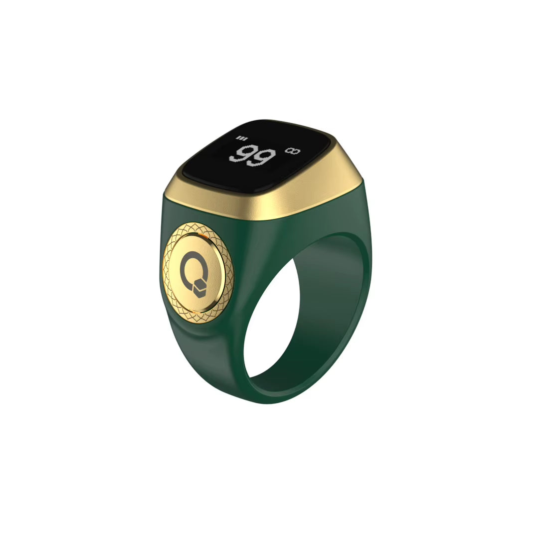 Halal Certified E01 Smart Zikr Ring Tasbih Counter Prayer Reminder Qibla Direction & Alarm Clock for Muslim Worship Tracking